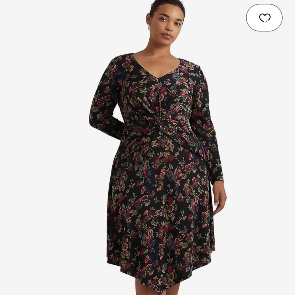 Lauren Ralph Lauren Plus Size Floral Surplice Jersey Dress